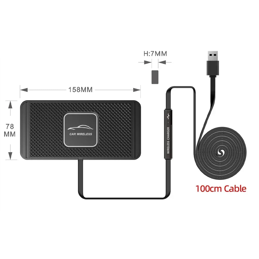 Wireless Car Charger Silicone Anti-skid Pad Cradle Dock For iPhone 14 13 X Fast 15W Car Charging Stand Car Modification