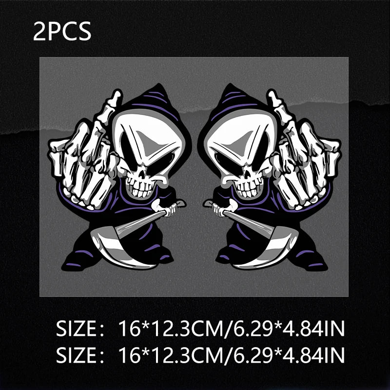 Skull Middle Finger Funny Car Stickers Car Window Decorative Sticker Skull Decal for Car Decoration