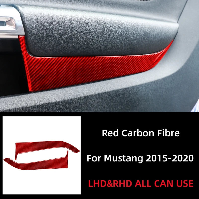 For Ford Mustang GT 2015-2021 Car Accessories Carbon Fiber Interior Car Front Door Panel Trim Stickers Decals Decoration Cover
