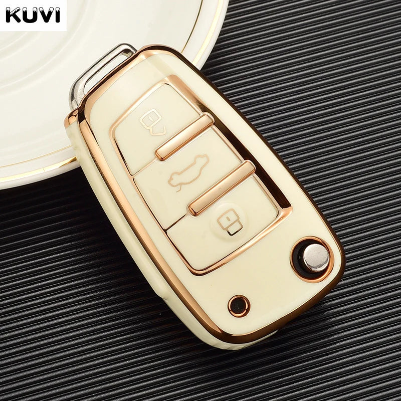 Plating HOT TPU Car Flip Key Case Cover For Audi A1 A3 A4 8P 8L 8V A5 B6 B7 A6 A7 C5 C6 Q3 Q5 Q7 4F S3 S4 S6 RS3 TT Shell Fob