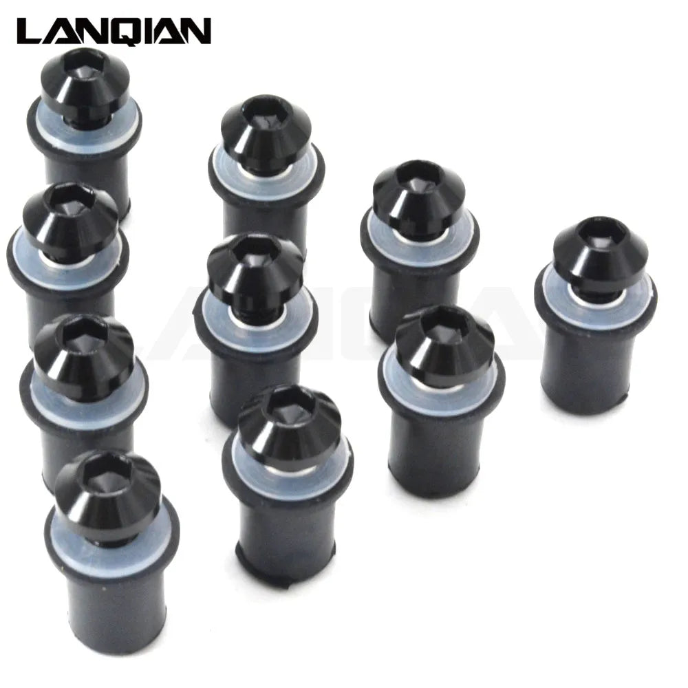 10PCS Fairing Wind Screen Screw Bolt Kit Windshield Mounting Nut bolt For KAWASAKI Ninja 250 300 650 H2R 250R ZX6R ER6N ZX14R