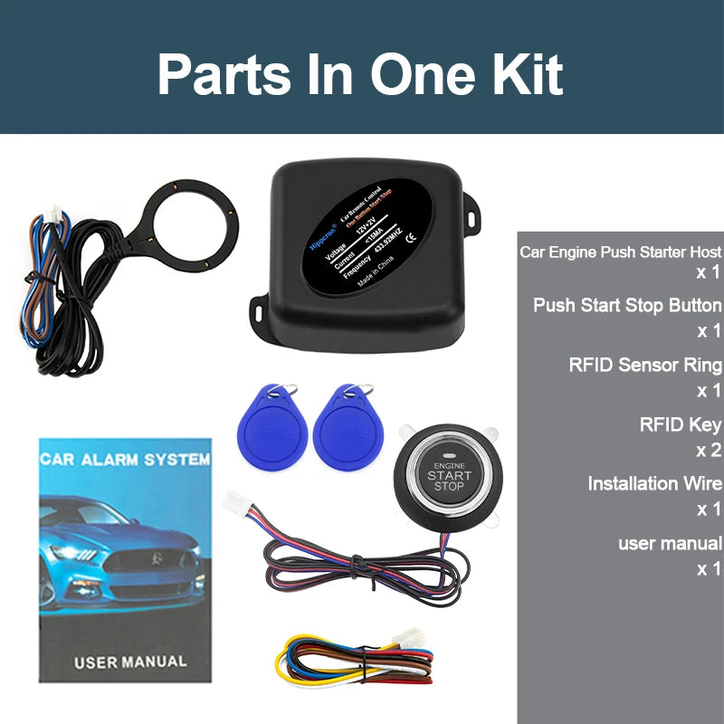 Sinovcle Car Alarm Remote Control PKE Car Keyless Entry Engine Start Alarm System Push Button Remote Starter Stop Auto