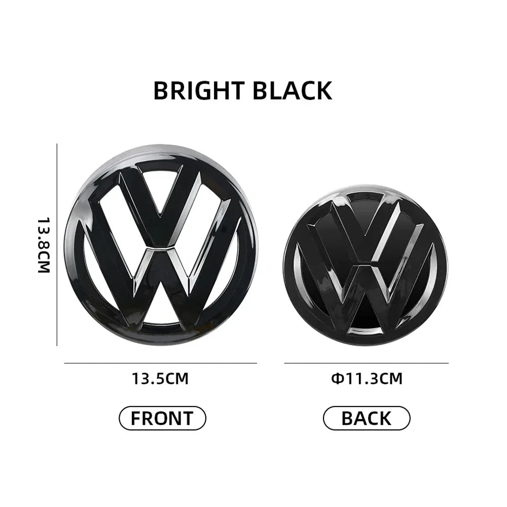 Chrome Silver/Glossy Black Front Radiator Grille & Rear Trunk Lid Emblems for VW Golf 7 (2014 - 2017) - Auto Badge Accessories