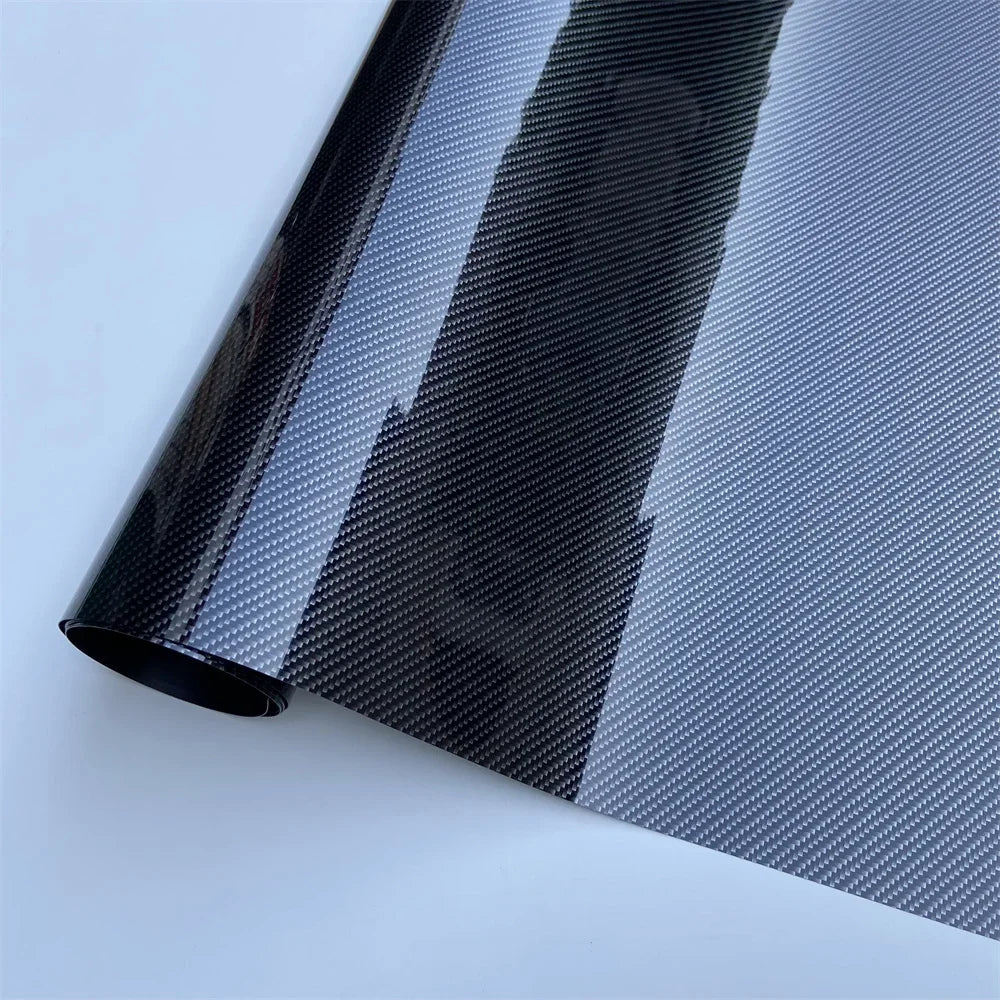 PET Ultra Glossy Carbon Fiber Vinyl Car Wrap Film Stickers Motorcycle Decal Air Bubble Free For Vehicle Wraps