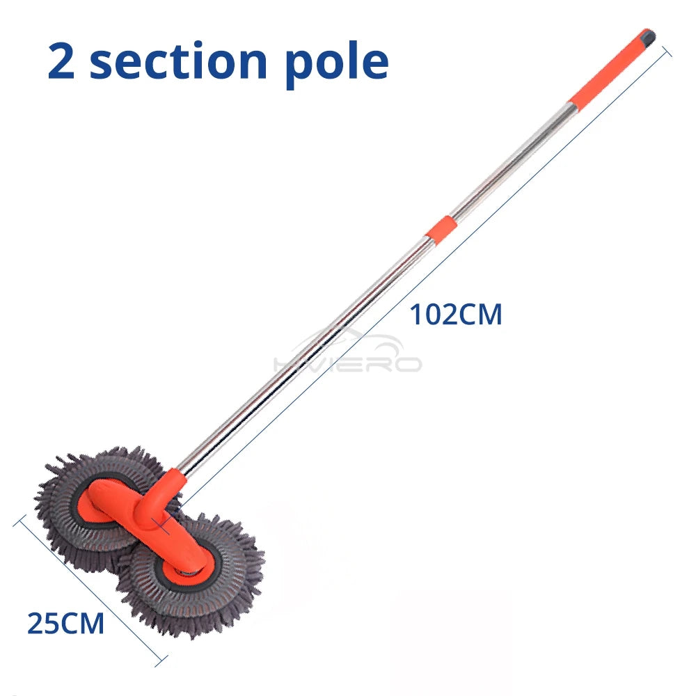 1pcs Multipurpose Car Cleaning Brush Washer Mop Chenille Double Brushs Head Roof Window Clean Three-Section Telescopic Wash Tool