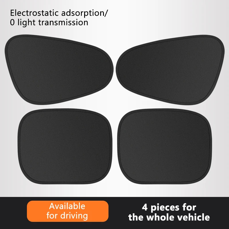SEAMETAL Electrostatic Sun Visor for Car Side Window 4-Layer Sun Shade Curtains Anti-Glare UV-Blocker Auto Sun Protection Cover