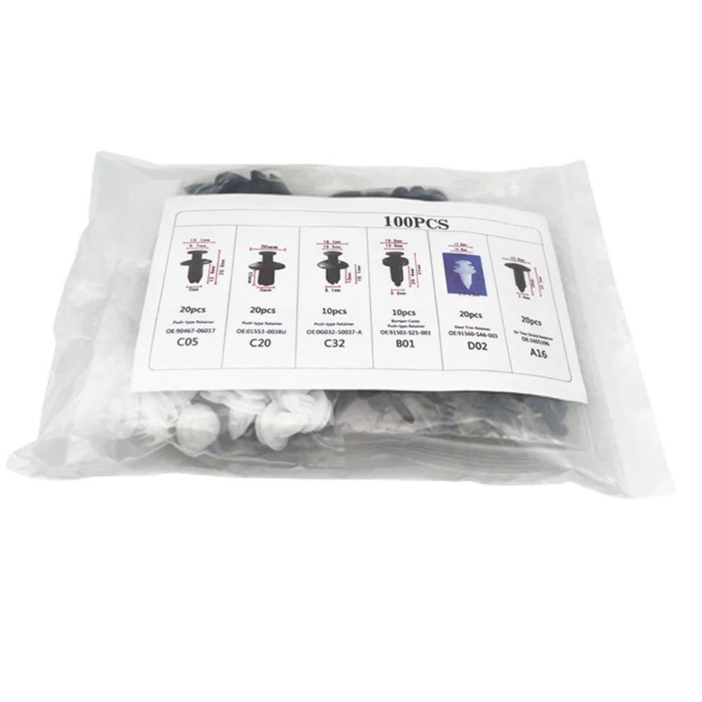 100Pcs Box / Bag Buckle Automotive Bumper Universal Clips Plastic Rivets Fasteners Push Retainer Kit Car Push Pin Rivets Repair