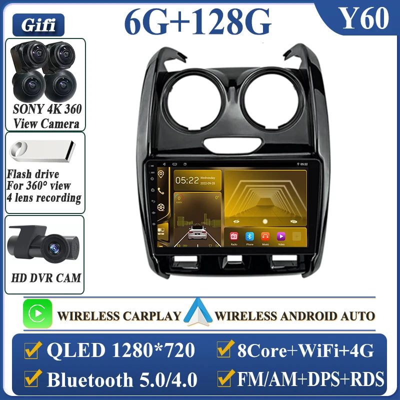 Android Auto For Renault Duster D 2015 2016 2017 2018 2019 2020 Lada Largus 2021 Car Radio Multimedia Player Stereo Navigation