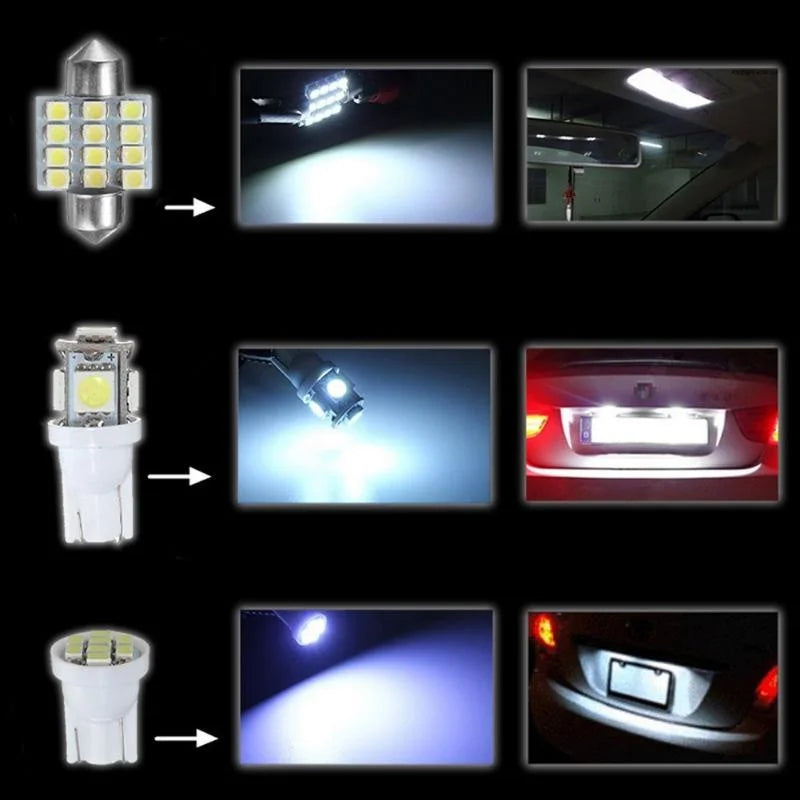 New Design Car Interior Lights Universal Auto Lamps T10 T5 Festoon 31 36 41mm Dome License Plate Trunk Lights Combo Light Bulbs