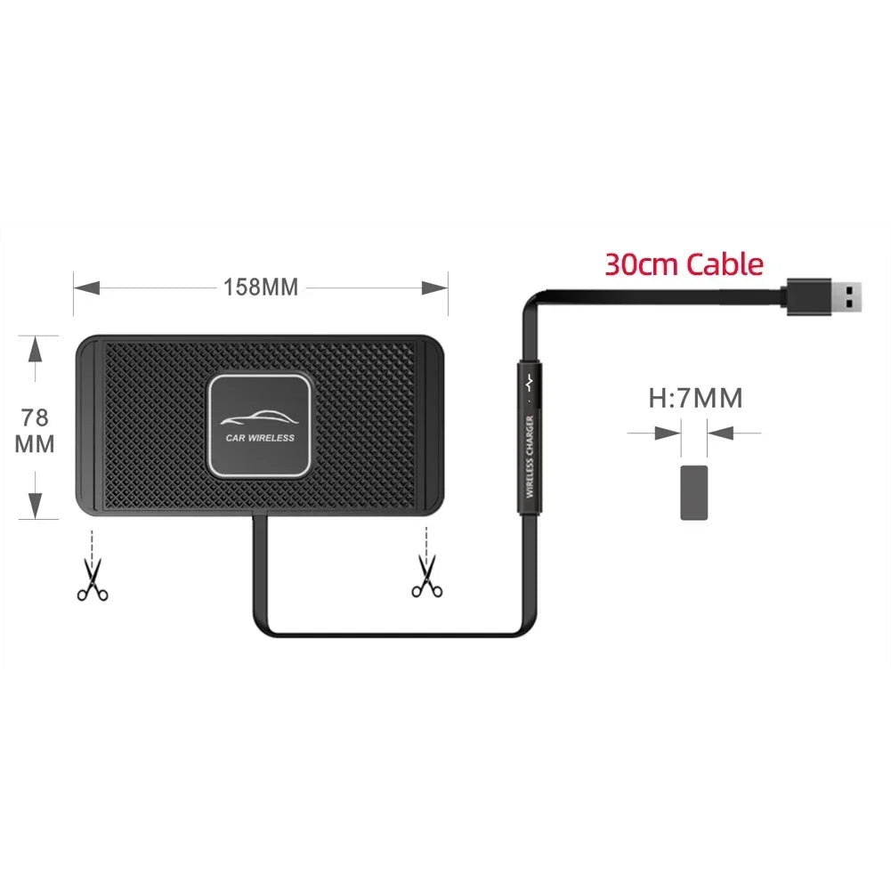 Wireless Car Charger Silicone Anti-skid Pad Cradle Dock For iPhone 14 13 X Fast 15W Car Charging Stand Car Modification