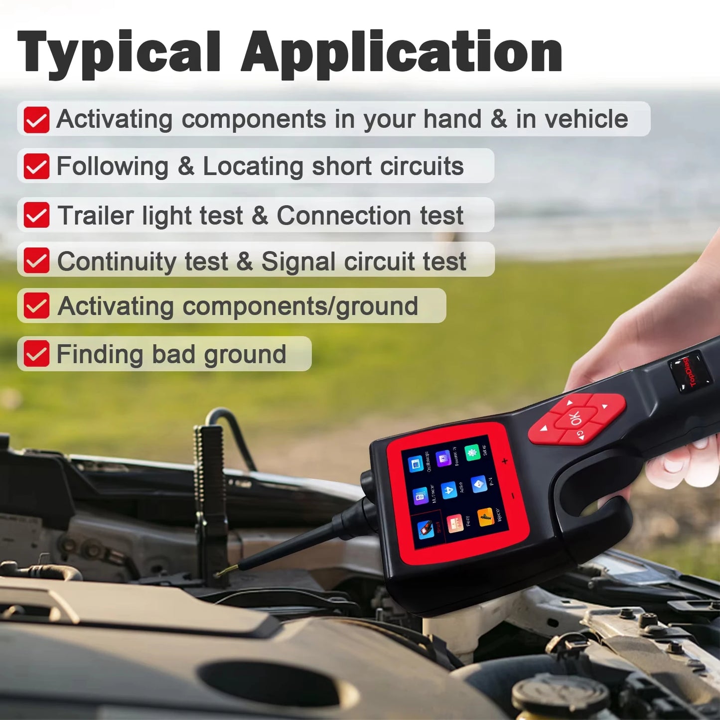 JDiag Topdiag P200 Car Electrical Circuit Analyzer Power Probe Kit Oscilloscope Injector Tester Digital Diagnostic Tool