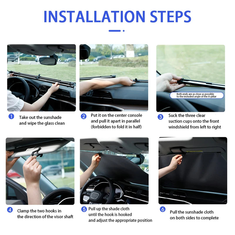 SEAMETAL Telescopic Car Curtains Summer Windshield Sun Protection Cover 72cm-140cm Adjustable Width Sun Shade Privacy Curtains