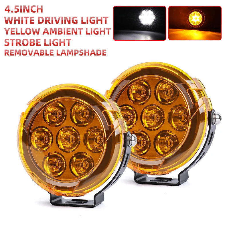 HL Super Bright 5inch Round LED Work Light Dual Color Driving Light Detachable Mask Design Fog Light for Offroad 4x4 Truck 12V