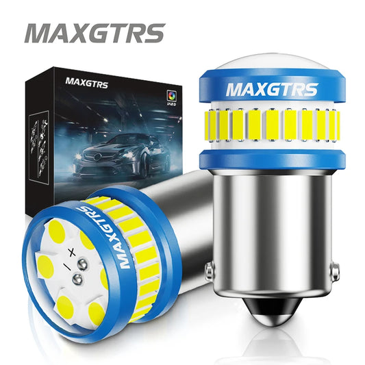 2x BA15S P21W LED Bulbs S25 1156 7440 W21W T20 4014 3030 Chip Projector Lens for Reverse Brake Tail Turn Signal Lights Canbus