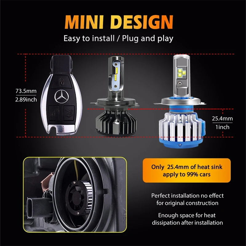 Car led H7 Headlight CSP 100W H4 LED H1 Canbus H3 H8 H9 H11 9005 9006 9012 3000K 4500K 6500K 8000K Auto Headlamp Car led bulbs