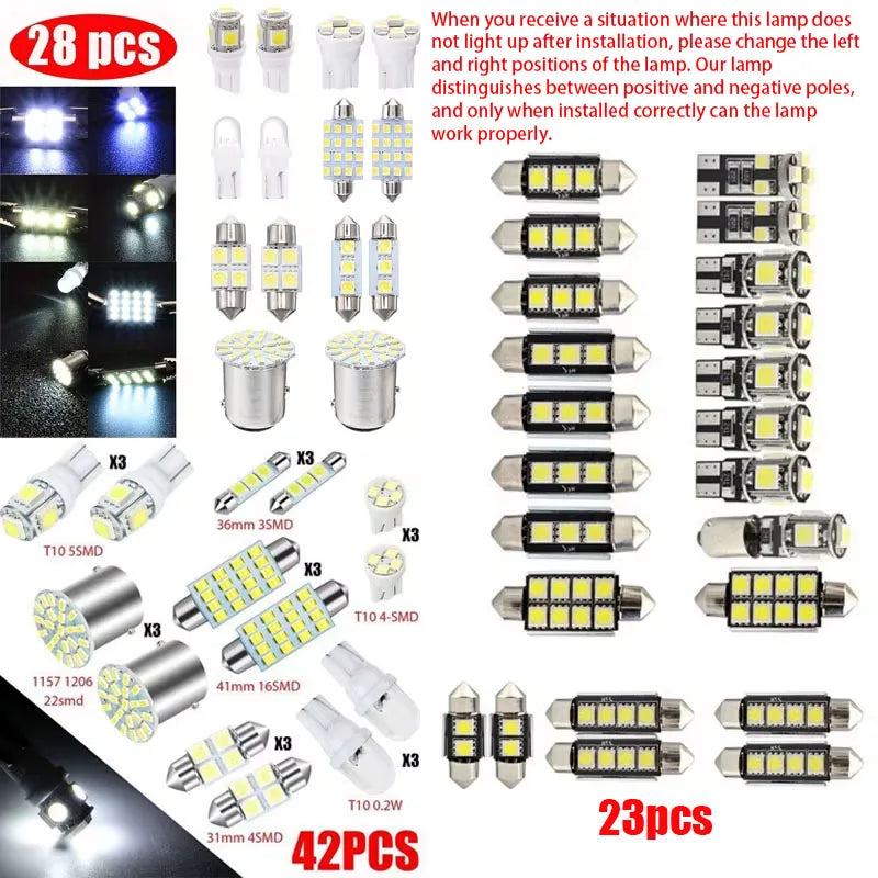 New Design Car Interior Lights Universal Auto Lamps T10 T5  Festoon 31 36 41mm Dome License Plate Trunk Lights Combo Light Bulbs