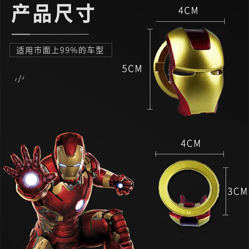 Spiderman Anime Figure Iron Man Car Interior Sticker Car Engine Ignition Start Switch Button Cover Trim Stickers Toys
