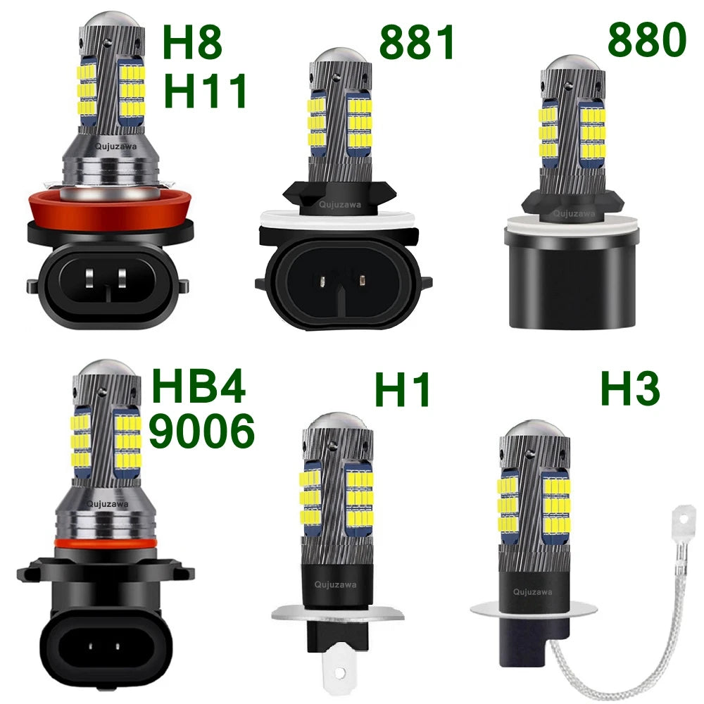 2Pcs H1 H3 H11 H8 9006 HB4 881 880 H27 2016 LED Bulbs Auto Anti Fog Lamps Car Driving Running Lights Foglamps 6000K White 12V