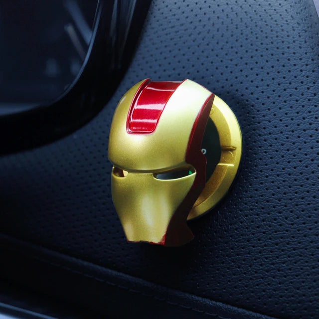 Spiderman Anime Figure Iron Man Car Interior Sticker Car Engine Ignition Start Switch Button Cover Trim Stickers Toys