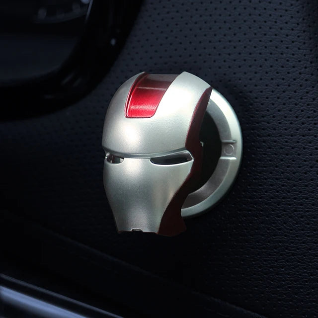Spiderman Anime Figure Iron Man Car Interior Sticker Car Engine Ignition Start Switch Button Cover Trim Stickers Toys