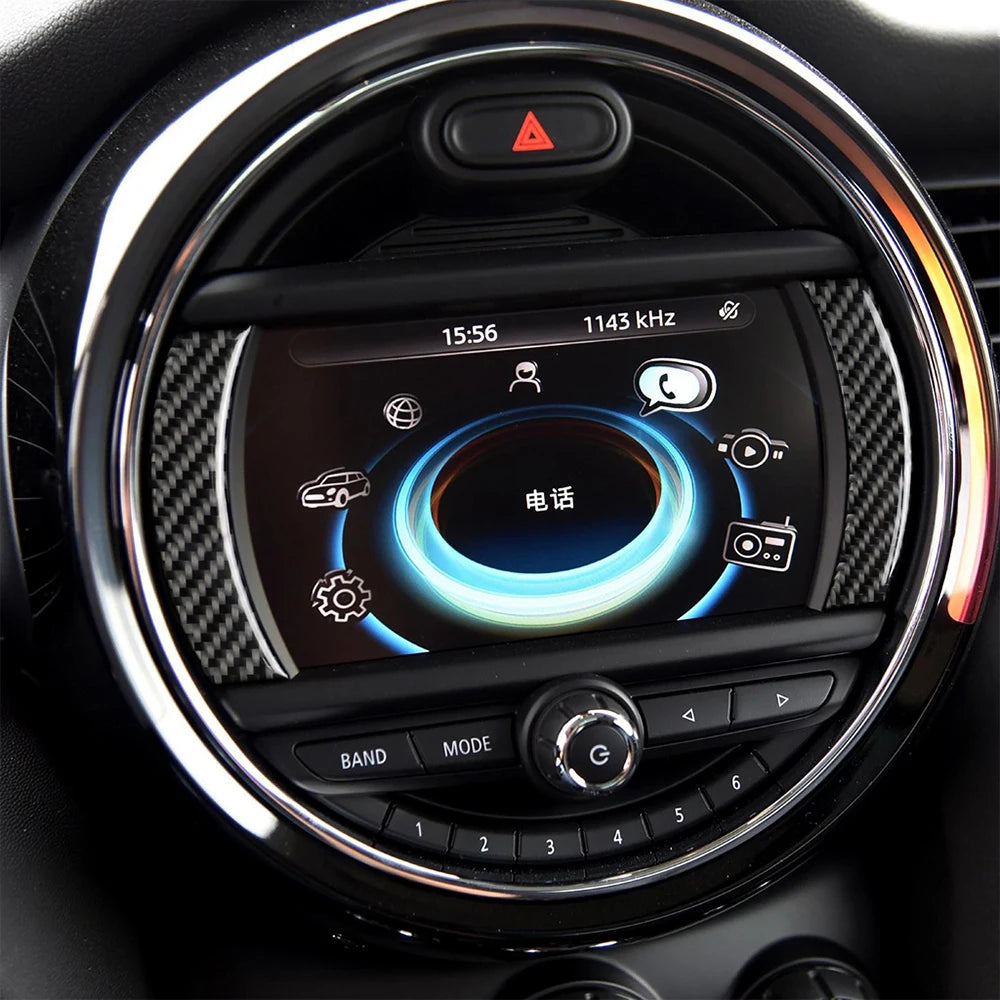 2Pcs Car Stickers Carbon Fiber Steering Wheel Decal Auto Interior Accessories For MINI F54 F55 F56 F60 Cooper Countryman Clubman
