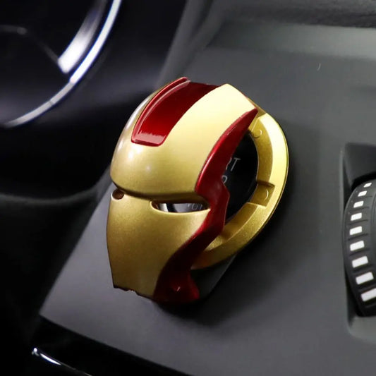 Spiderman Anime Figure Iron Man Car Interior Sticker Car Engine Ignition Start Switch Button Cover Trim Stickers Toys