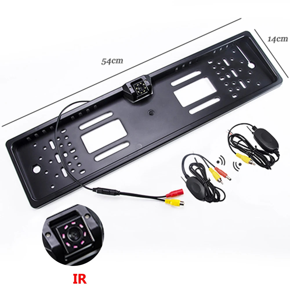 Car Plate Camera Rear View Wireless EU European License Frame Waterproof Night Vision Reverse Backup Camera 4 LED Or 8 LED light