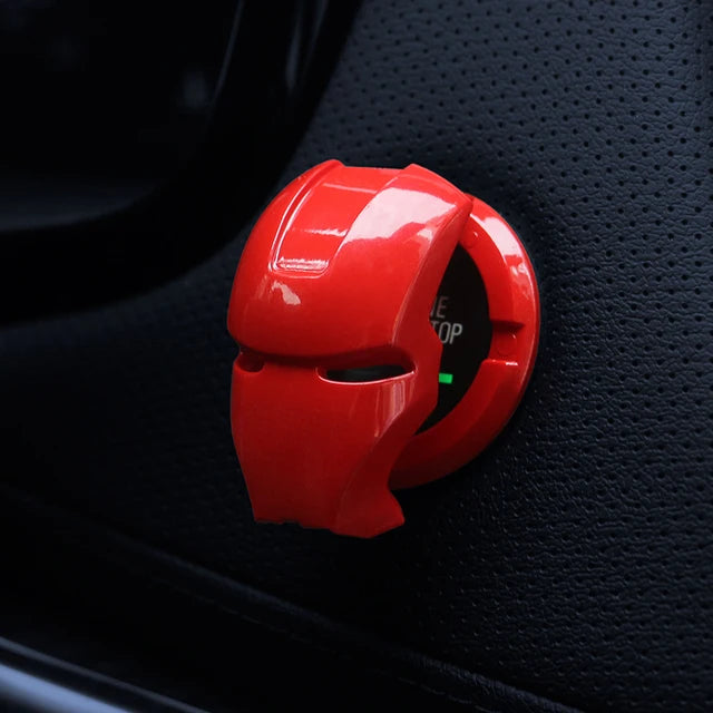 Spiderman Anime Figure Iron Man Car Interior Sticker Car Engine Ignition Start Switch Button Cover Trim Stickers Toys
