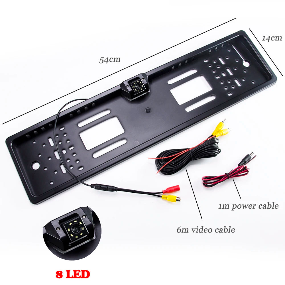 Car Plate Camera Rear View Wireless EU European License Frame Waterproof Night Vision Reverse Backup Camera 4 LED Or 8 LED light