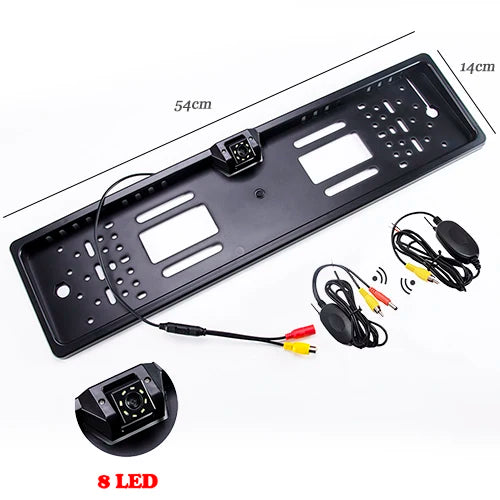 Car Plate Camera Rear View Wireless EU European License Frame Waterproof Night Vision Reverse Backup Camera 4 LED Or 8 LED light