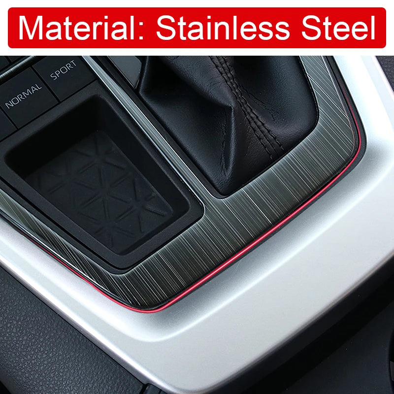 Stainless Gear Shift Panel Frame Knob Cover Frame Trim Sticker For Toyota RAV4 XA50 2019 2020 2021 2022 2023 2024 RAV 4 Hybrid