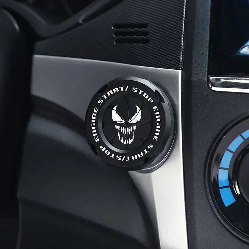 Car One-touch Start Stop Button Cover Decorative Ring Creative Knob Ignition Switch Modified Universal Printed Protective Cover