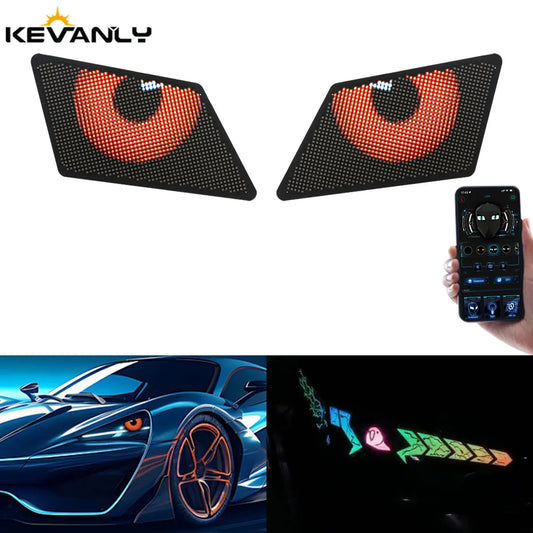 Car LED Demon Eye Modeling Screen DIY Interactive Advertising Screen Turn Signal Lamp APP Control Car Universal Ambient Light
