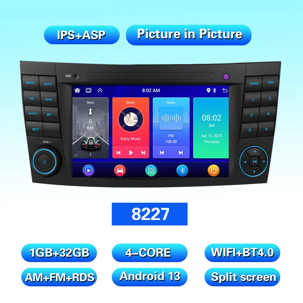 LELV 7inch Touch Screen MP3 Car Multimedia For Benz E-Class W211 2002-2008 Android Radio carplay