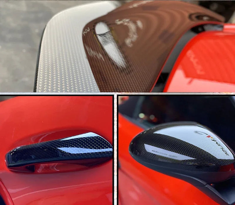 PET Ultra Glossy Carbon Fiber Vinyl Car Wrap Film Stickers Motorcycle Decal Air Bubble Free For Vehicle Wraps