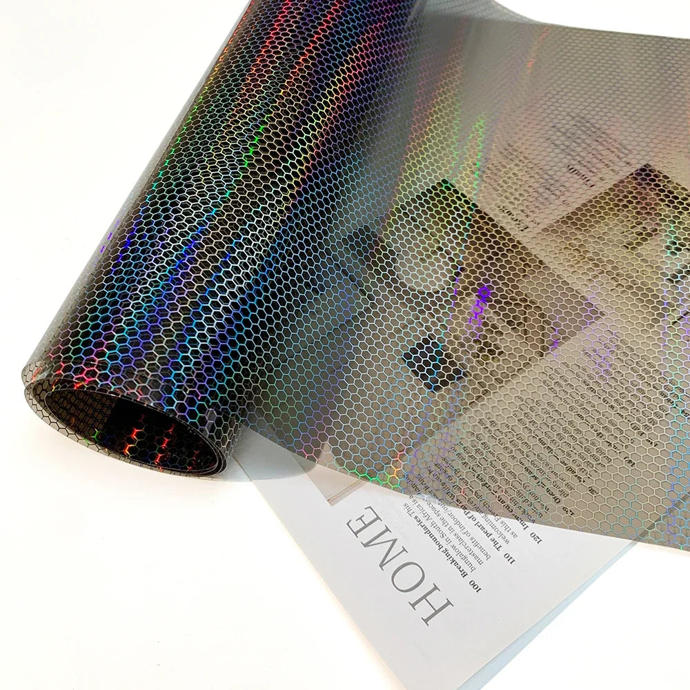 Car Laser Honeycomb Headlights Taillight Lamp Vinyl Wrap Automobile Headlight Tint Waterproof Film Fog Light Taillight Stickers