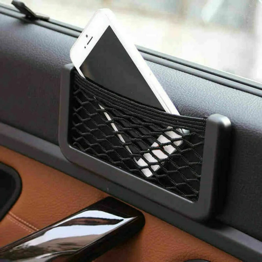 3pcs Universal Car Organizer Mesh Storage Bag Net Pocket Phone Holder Net Auto Seat Side Interior Back Sundries Pocket Holder