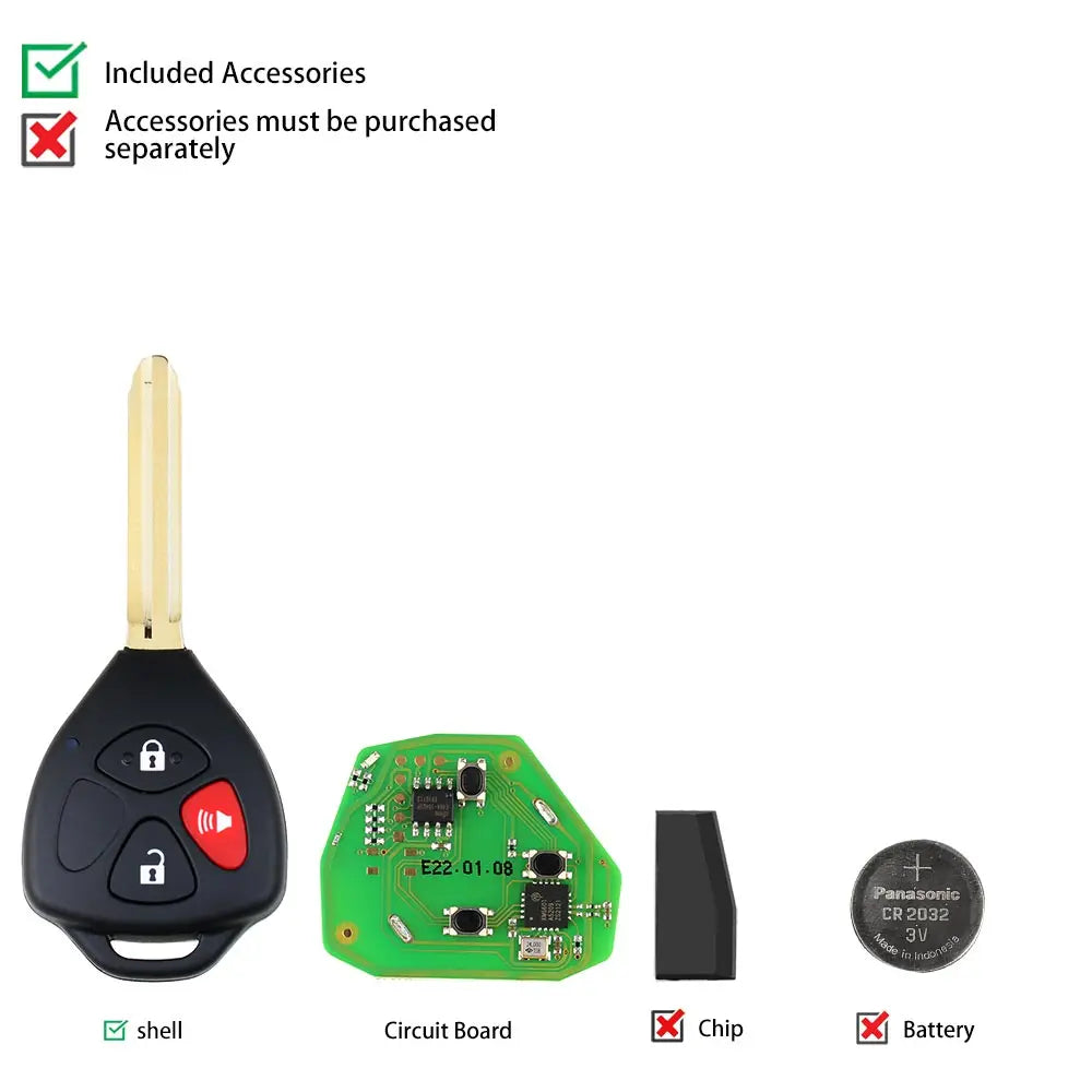 Xhorse XKTO04EN Wire Universal Remote Key for Toyota Style 3 Buttons English Version