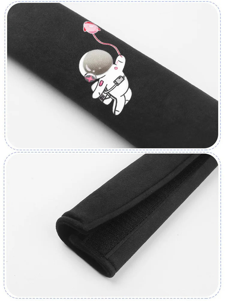 2pcs Car Soft Seat Belt Covers Cute Astronaut Shoulder Pad Plush Safety Belts Shoulder Protection For Adults Kids Accessories