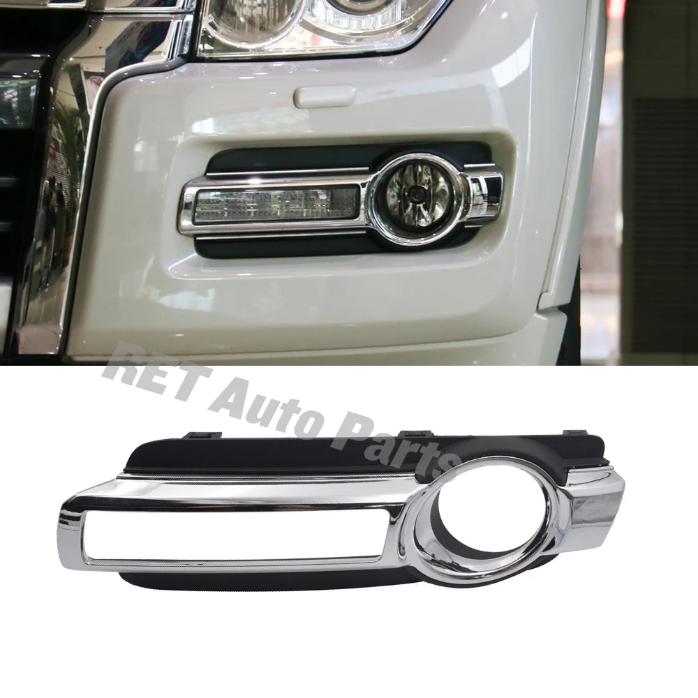 Chrome Fog Lamp Cover for Mitsubishi Montero Pajero 4 IV MK4 V93 V97 V98 2015-2020 Led DRL Daytime Running Driving Light Frame