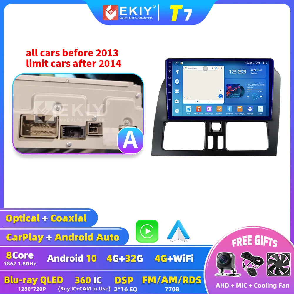 EKIY For Volvo XC60 2009 - 2013 RHD Wireless CarPlay Android Auto Radio Car Multimedia Video Player Stereo GPS Navi 2din DVD HU