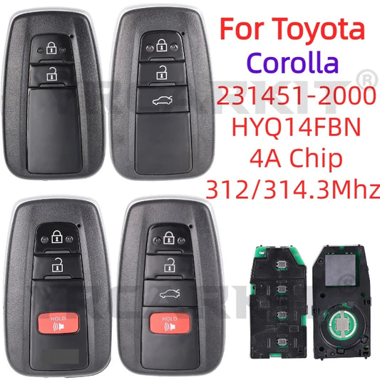For Toyota Corolla 231451-2000 Remote Control Key HYQ14FBN 4A Chip 312/314MHz For Brazil 2019 2020 2021 2022
