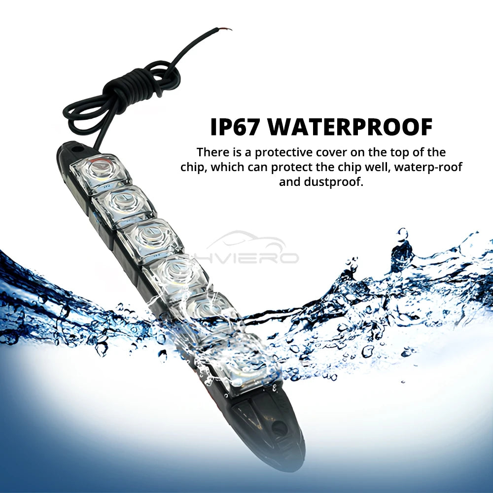 2X Waterproof DRL 6Chips Led Car Auto Decorative Flexible Daytime Running Light Driving Led Strip Headlight Fog Backup Trunk Led