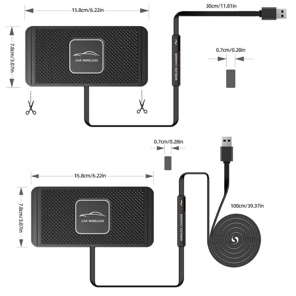 Wireless Car Charger Silicone Anti-skid Pad Cradle Dock For iPhone 14 13 X Fast 15W Car Charging Stand Car Modification