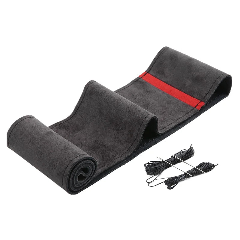 DIY Suede Hand-Stitched With Thread Needle Car Steering Wheel Cover For Ford Focus 2 3 4 5 Mondeo MK2 MK3 MK4 MK7 Fiesta Fusion