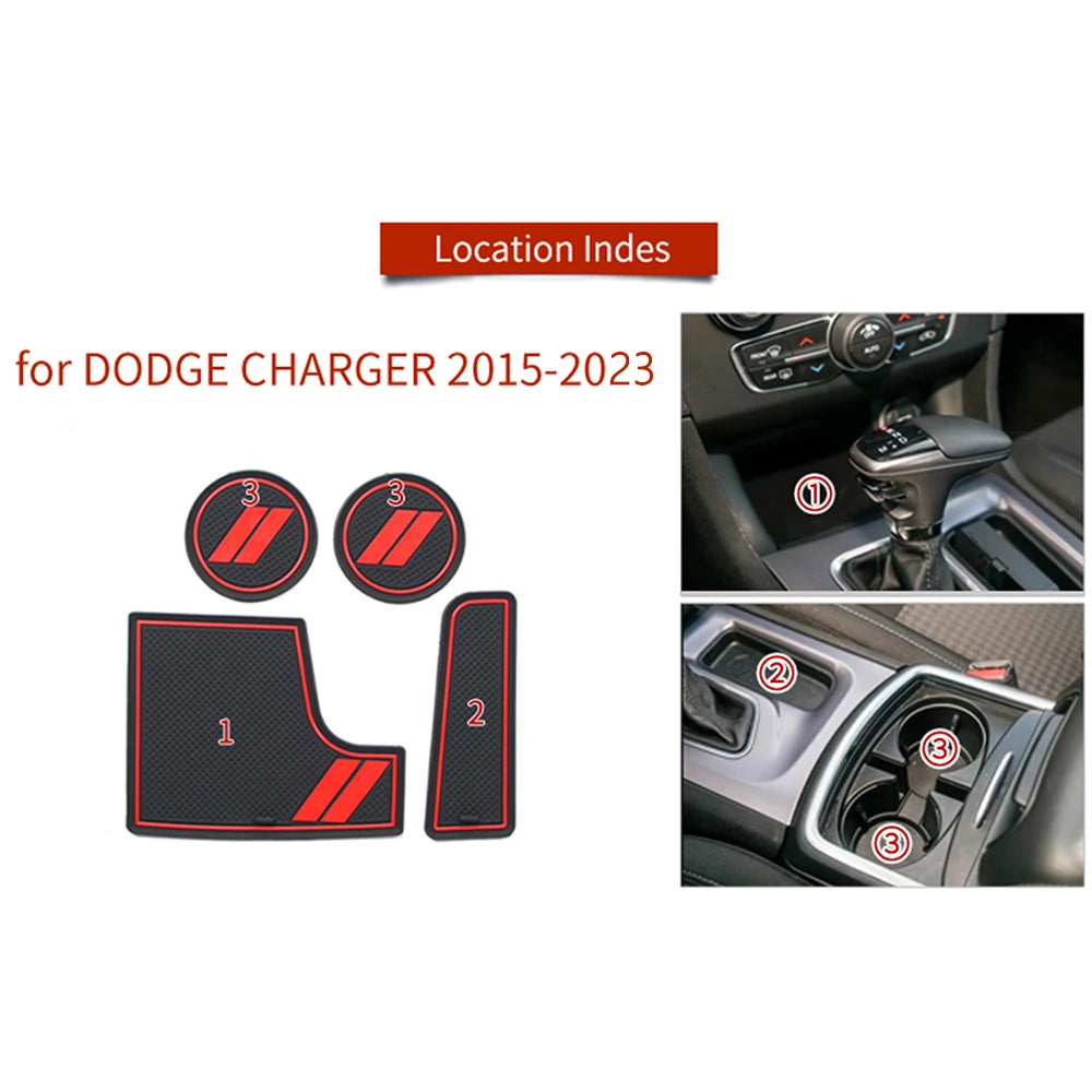 for Dodge Charger 2015-2023 Door Slot Gate Groove Non-slip Pad Mat Water Cup Holder Anti-dust Mat Car Inner Accessory Red White