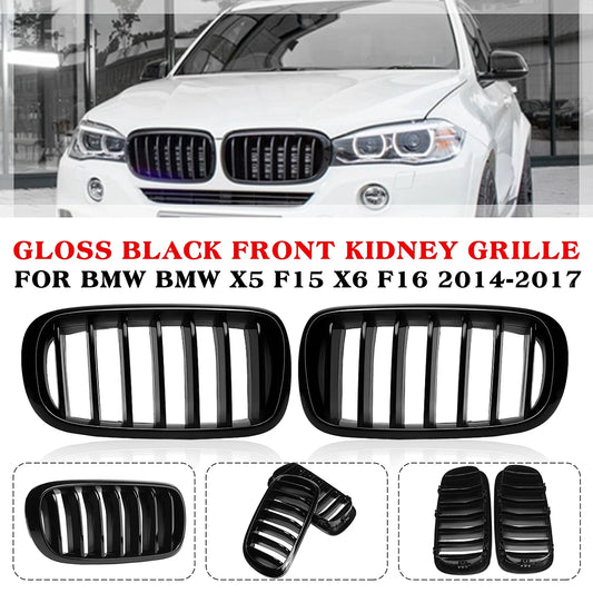 Glossy Black Car Grille Grill Front Kidney Single Line For BMW X5 F15 X6 F16 X5M F85 X6M F86 2014-2018 Car Racing Grills