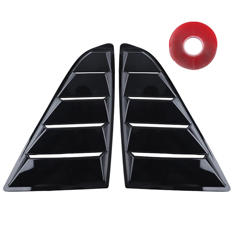For Ford Mustang 2015-2020 Car Rear Louver Window Side Shutter Cover Trim Sticker Vent Scoop ABS Carbon Fiber Black Accessories