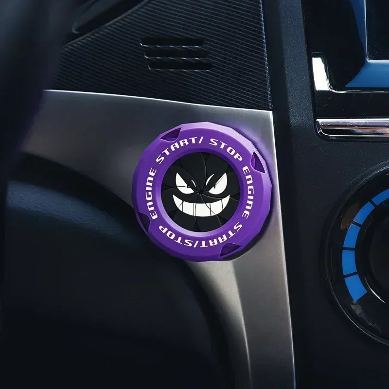 Car One-touch Start Stop Button Cover Decorative Ring Creative Knob Ignition Switch Modified Universal Printed Protective Cover