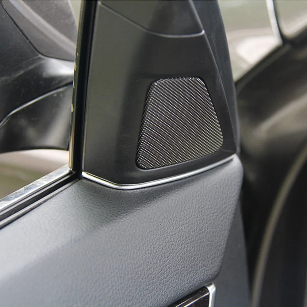 2pcs Front Door Speaker Covers Gap Decor Trim Horn Decoration Slit Strip for BMW 5 Series F10 2011-2013 Silver Car Accessories